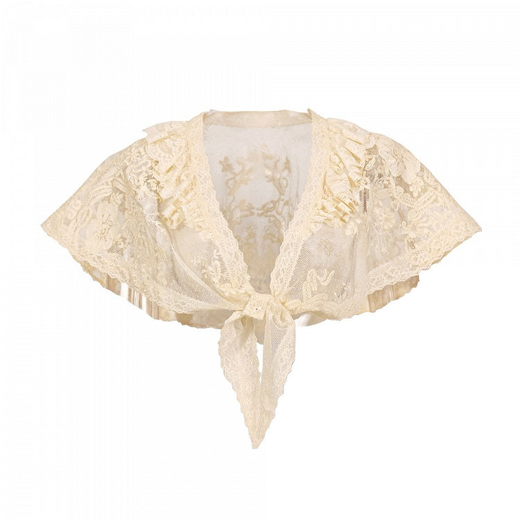Apricot Romantic Gothic Fan-Lace Wrap Shawl - Blood Supply