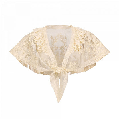 Apricot Romantic Gothic Fan-Lace Wrap Shawl - Blood Supply
