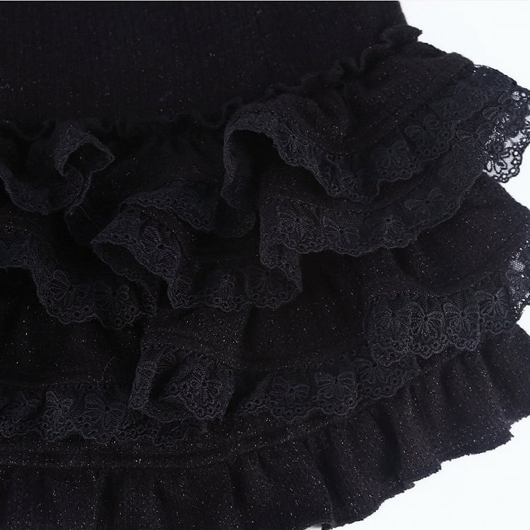 Lace Dark Trim Kawaii Multi-Layered Skirt