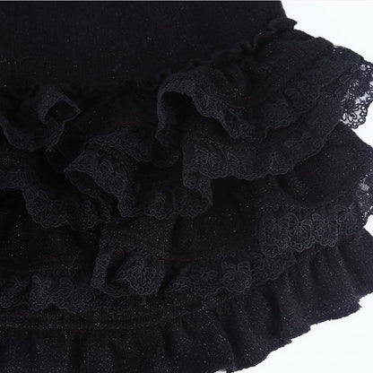 Lace Dark Trim Kawaii Multi-Layered Skirt