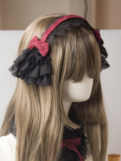 Lace KC Gothic Black Red Lolita Bowknot