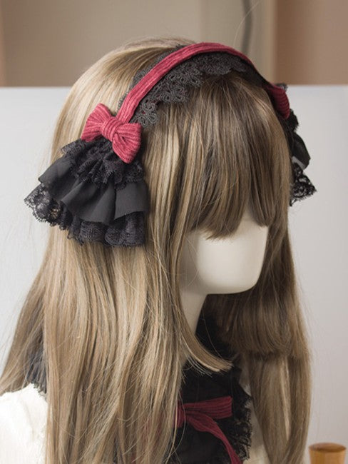 Lace KC Gothic Black Red Lolita Bowknot