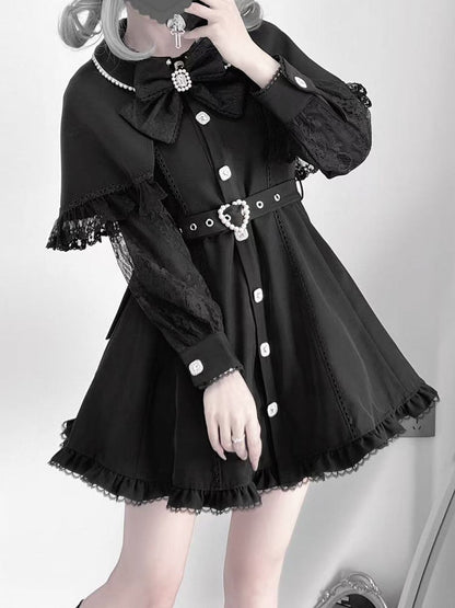Jirai and Dress Cape Beaded Buckle Collar Belt with Black Kei Detachable