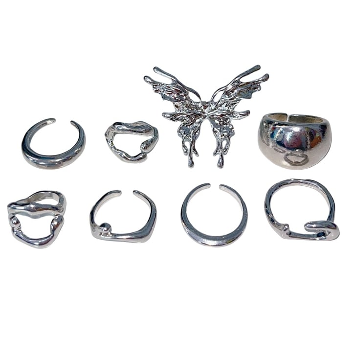 Set Ringe Cyberpunk 8 Silber