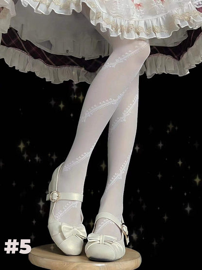 6 Options Semi-sheer Print Lolita Tights