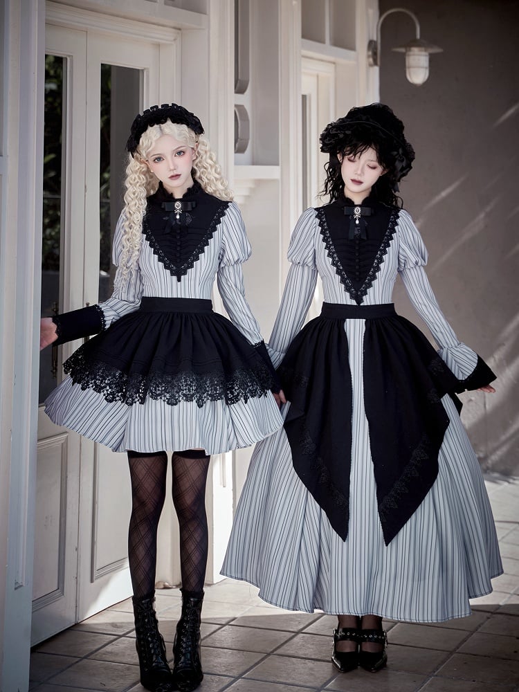 Black Gothic Lolita Detachable Shoulder Straps Apron