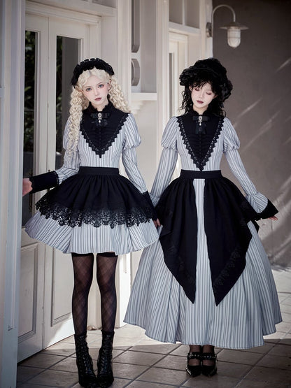 Black Gothic Lolita Detachable Shoulder Straps Apron