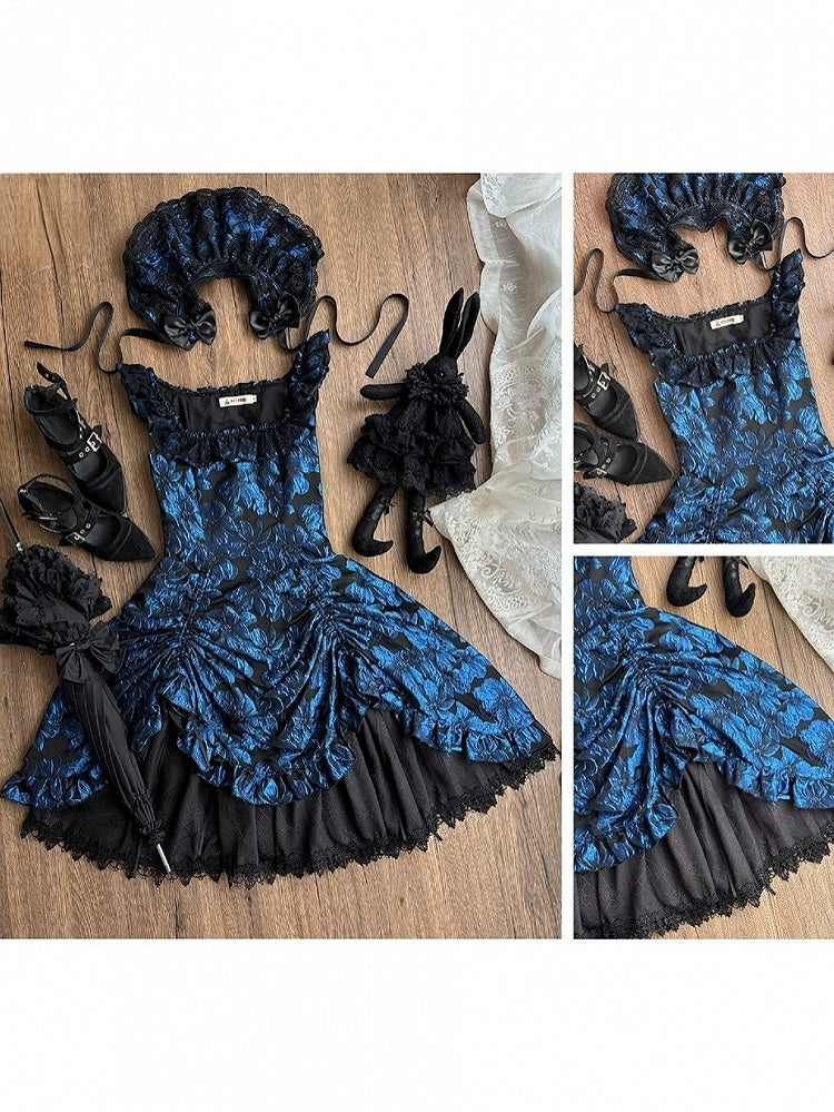 Dark Blue Ruffled JSK Gothic Lily - Miss Point