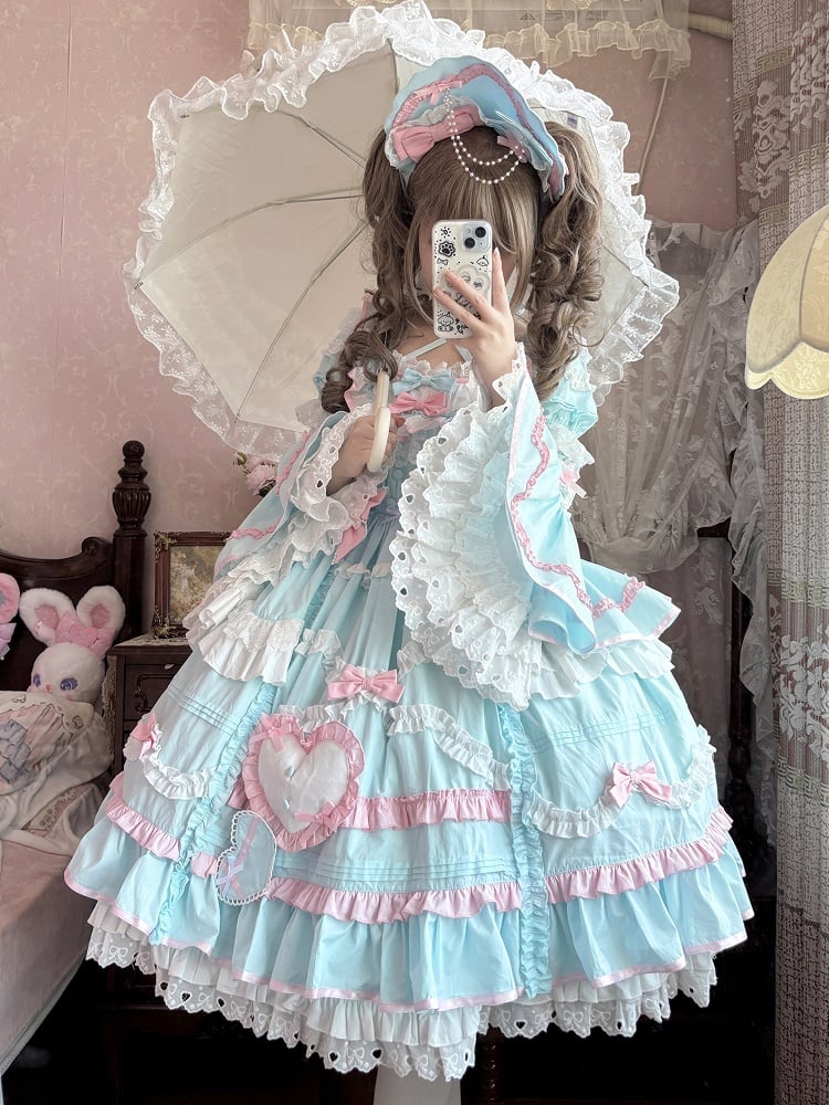 Cotton Dress Gorgeous Lolita Old Blue Available Plus School Sizes Princess