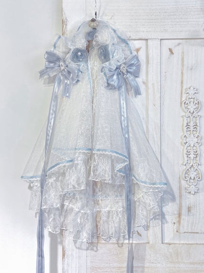Hairband with Veil and Accents Flower Bead Lolita