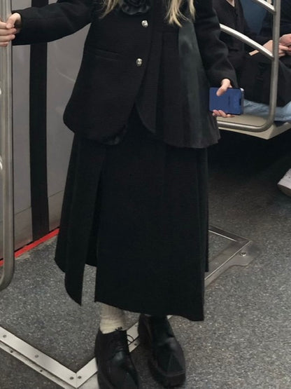 Elegant Thigh-High with and Slit Rose Black Length Ankle Skirt Accent