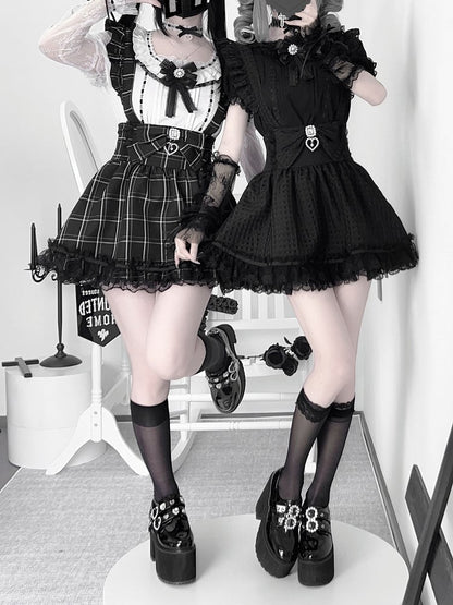 Jirai Kei Kurzarmbluse mit kostenlosem Choker