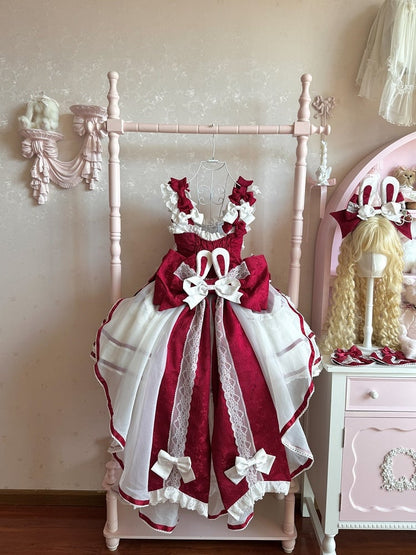 Red Rabbit Theme Lolita Cake JSK Dress KC Train Bow Full Set - Sweet Dream