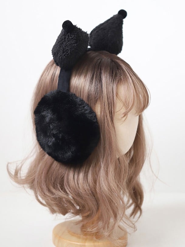 Plush Lolita Sweet Earmuffs Black