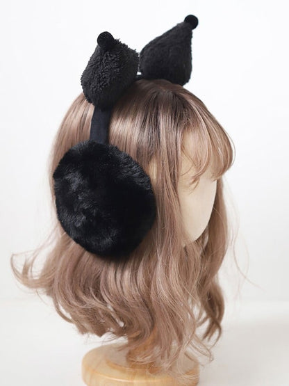 Plush Lolita Sweet Earmuffs Black