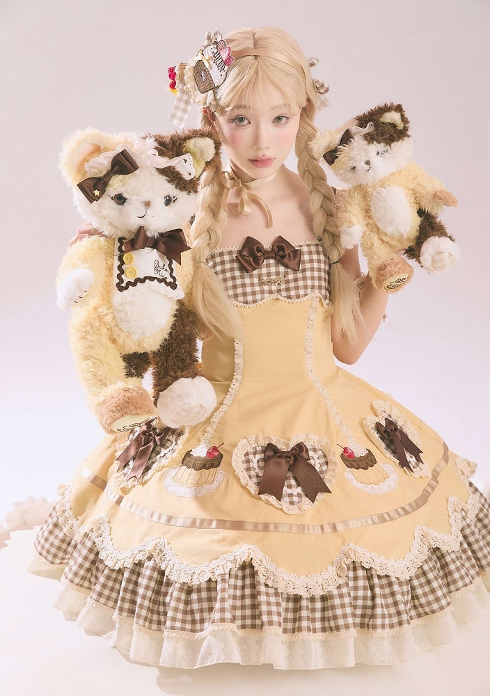 Cake Shape Heart Pompompurin JSK Applique Yellow Lolita Embroidery and Hem