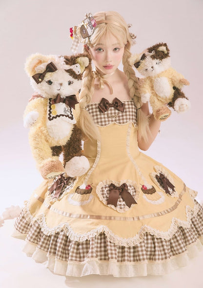 Cake Shape Heart Pompompurin JSK Applique Yellow Lolita Embroidery and Hem