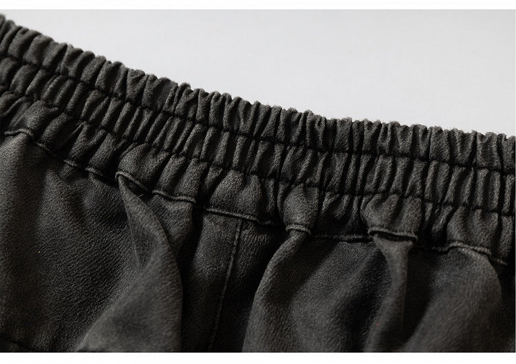 Dark Foldover Waist Faded Wash Vintage Schnürung Grau
