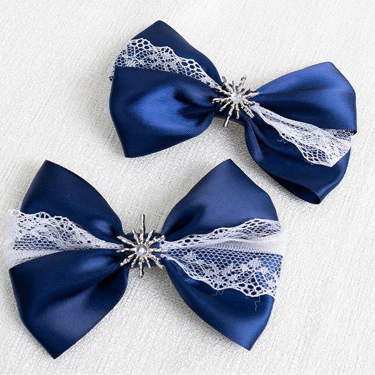 Blue Hairclip Set Decor Navy Starburst Lace