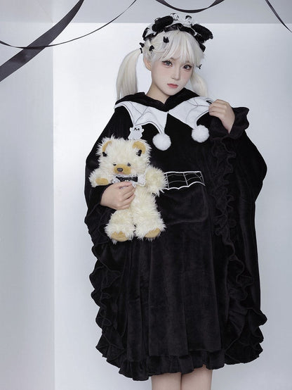 ブラックリトルゴーストマント + スパイダーウェブ刺繍カラー