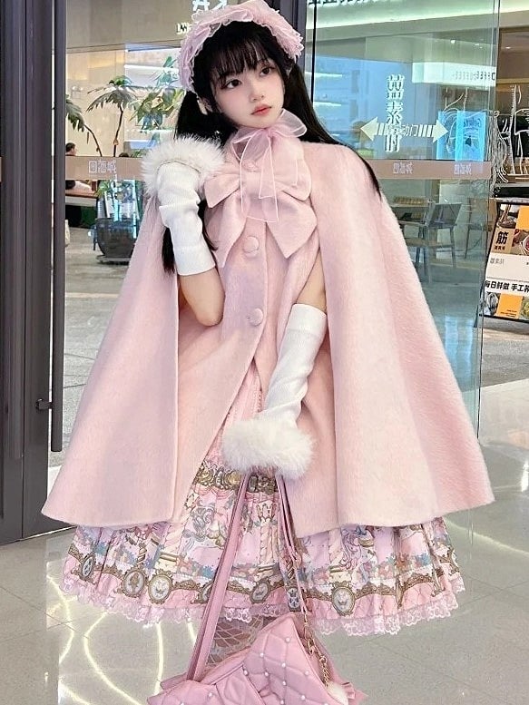 with Sleeves Cuffs Fluffy White Lolita