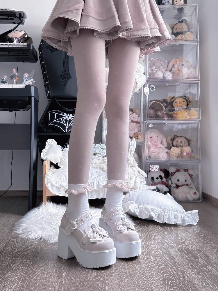 Block 9.5cm Heel | Kei Mary Janes Platform Pink Jirai