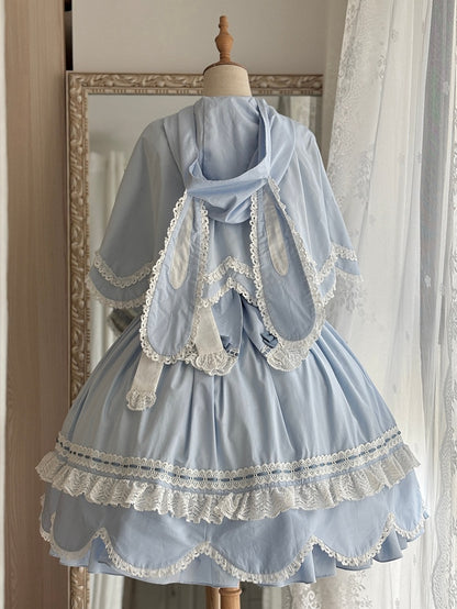 ケープイヤーフード付きバニーブルー