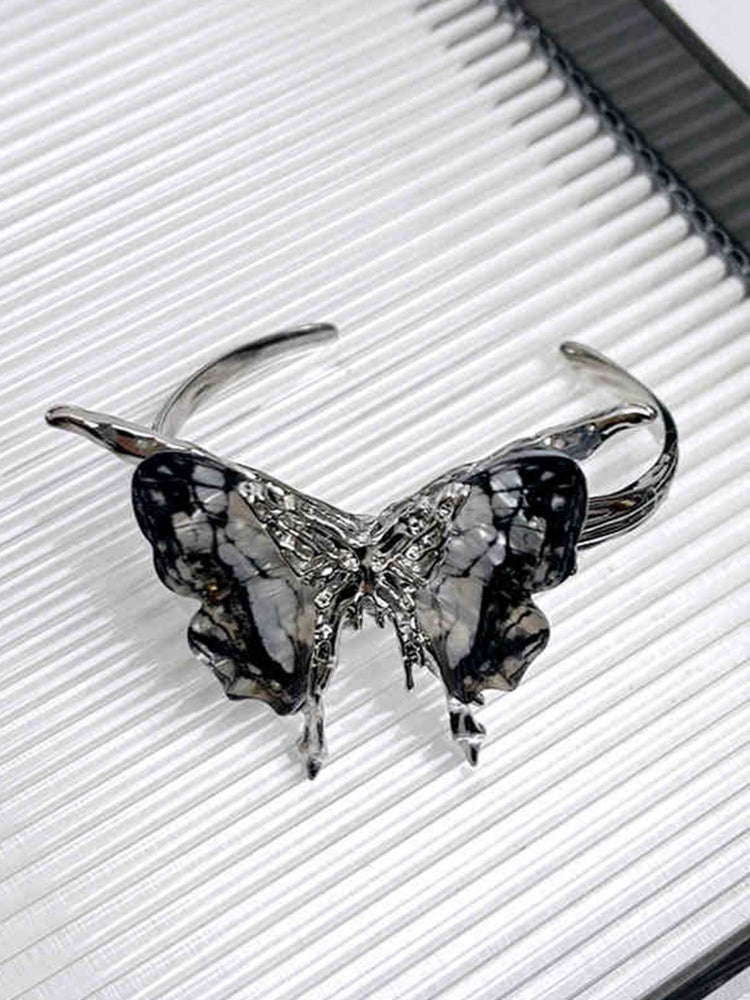 Black Blue Rhinestone Butterfly Bracelet