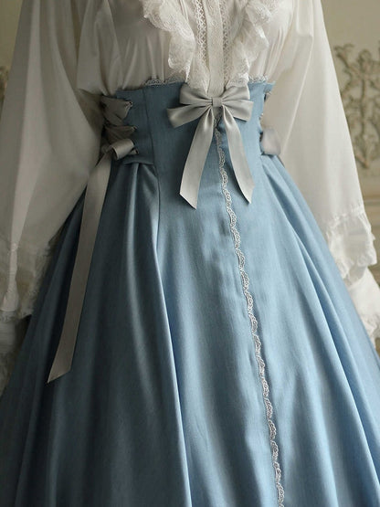 ダスティブルーのボーン入りハイウエストロングバージョン秋デイリーロリータスカート