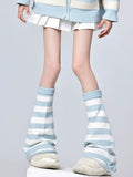 Striped BlueWhite Pattern Warmers Leg