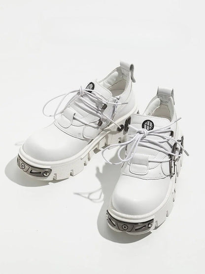 System - Shoes Platform White with Lace-Up Punk Triple Fastening