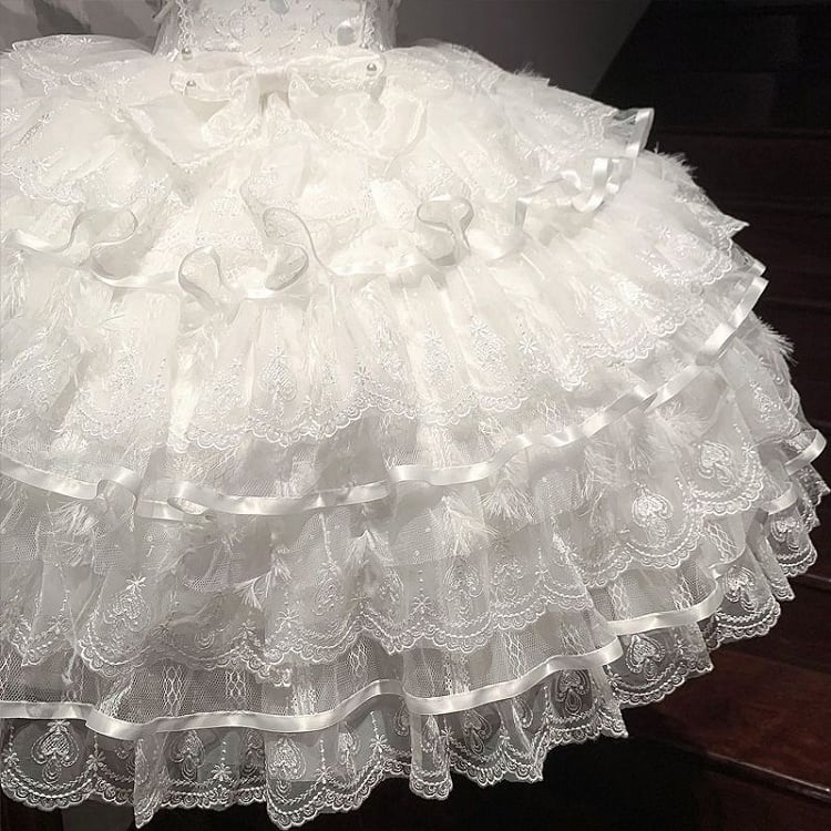 Bodice White Dress Tiered Butterfly Hime Hanayome Fabric Angel Skirt Lolita