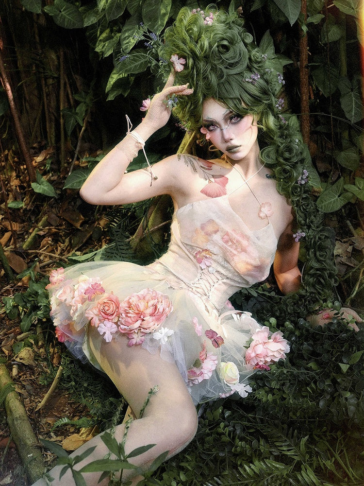 Neckholder-Ausschnitt, Wasserfallausschnitt, Fee, zum Selbstbinden, Blumenhals