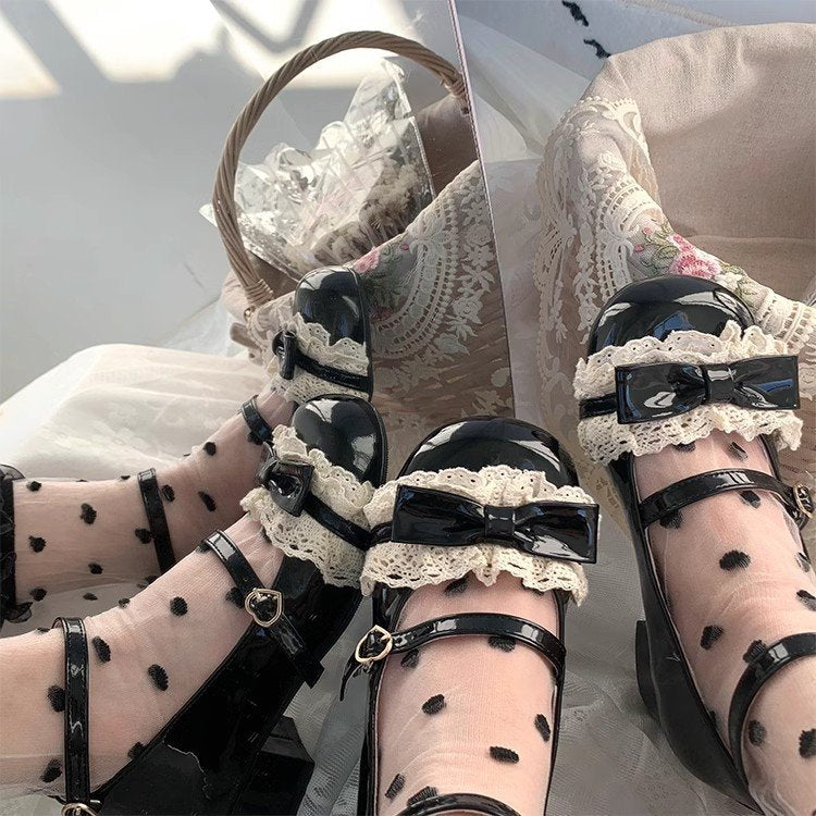 Edging with Low Heel Lace Janes Sweet - Style Mary Black