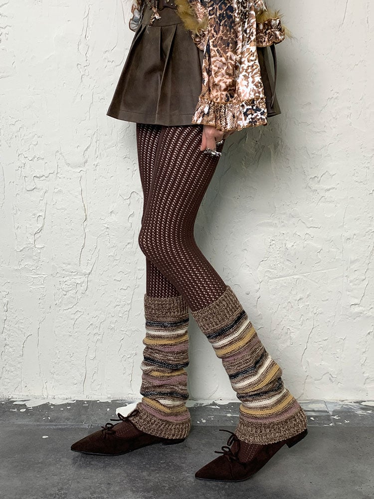 Y2K Coffee Openwork Tights