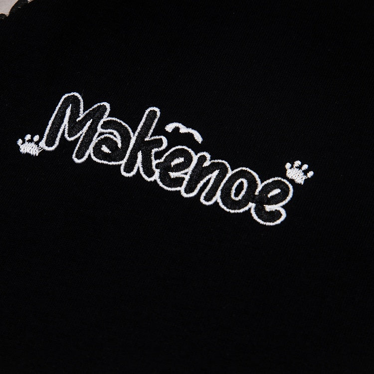 Black Star Print Short Sleeve Tee with Cat Embroidery - Languid Park