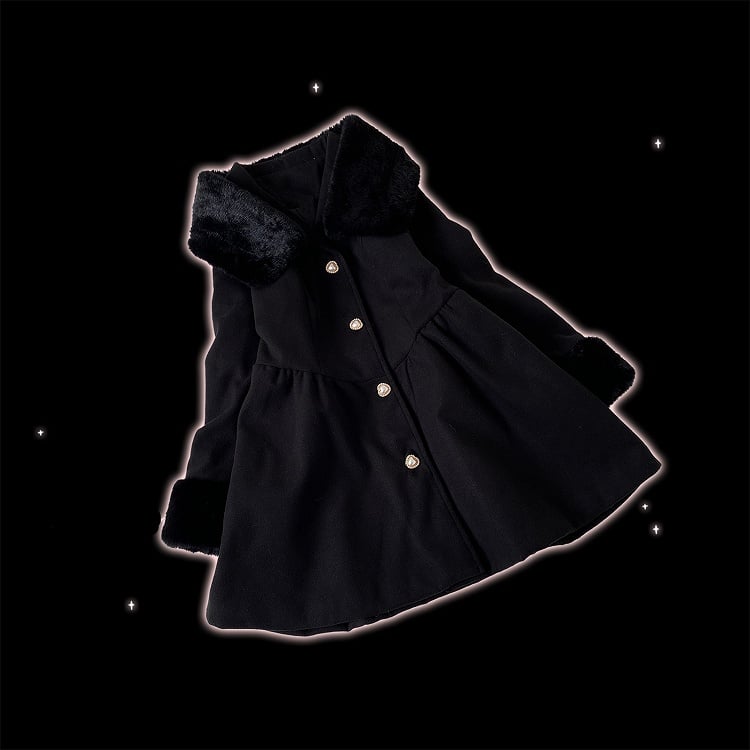 ジライケイ ピンク 地雷風 ウールコート（プラッシュカラー＆カフス付き）