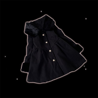 ジライケイ ピンク 地雷風 ウールコート（プラッシュカラー＆カフス付き）