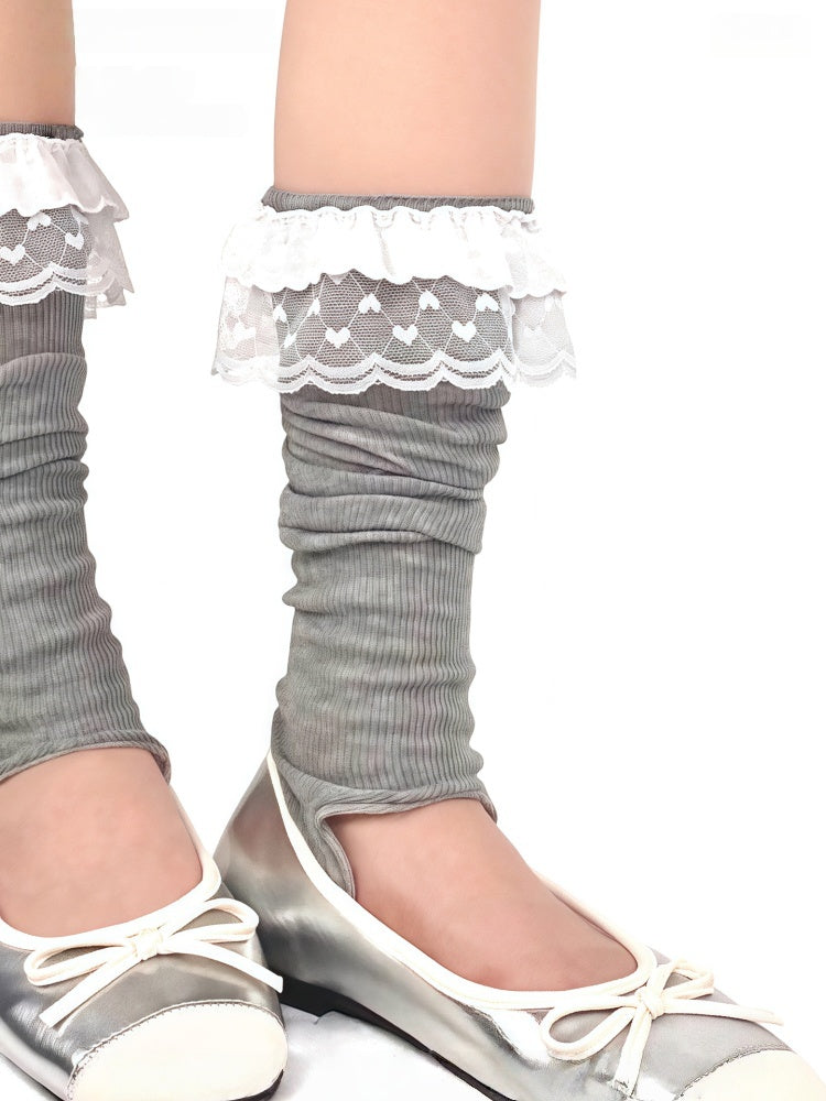 Lace Footed Leg Warmers 5 Colors Trim