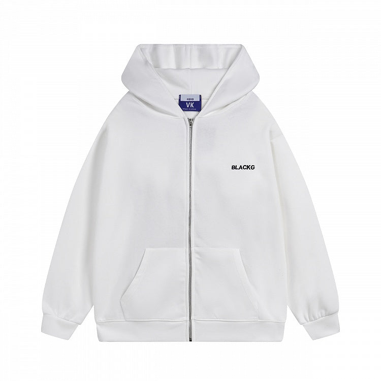 Bunny-Eared Zip Decoration White with Longline Hoodie