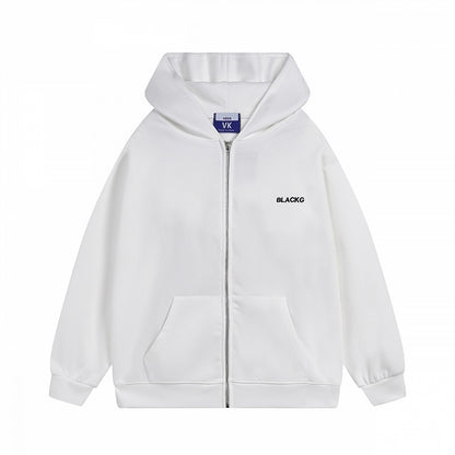 Bunny-Eared Zip Decoration White with Longline Hoodie