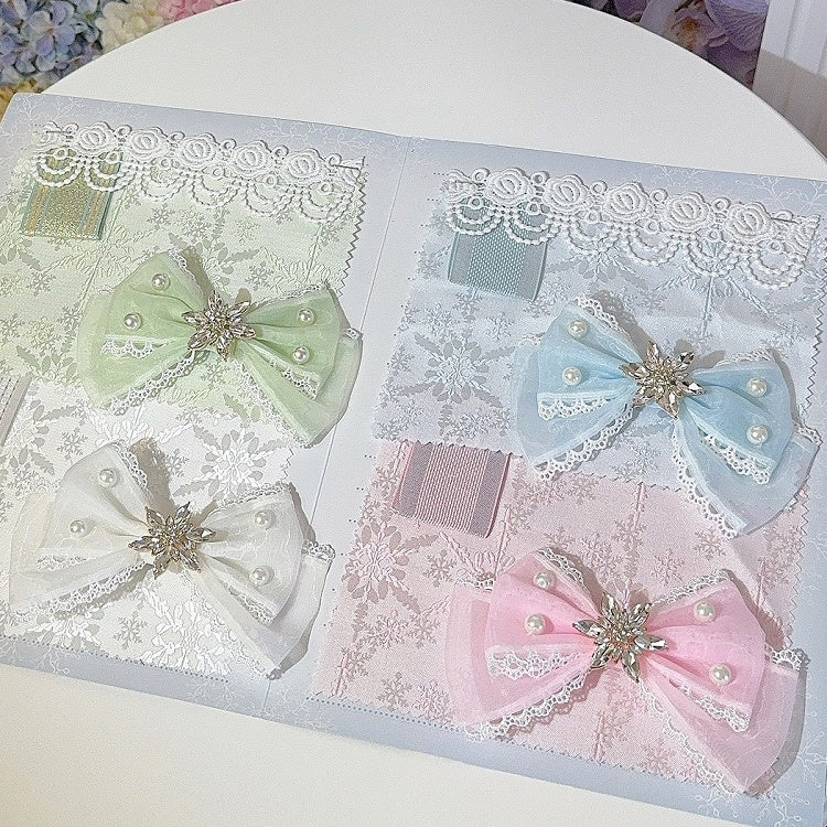 Color Decorated Options Hairclip Beaded And Rhinestone Bowknot 5