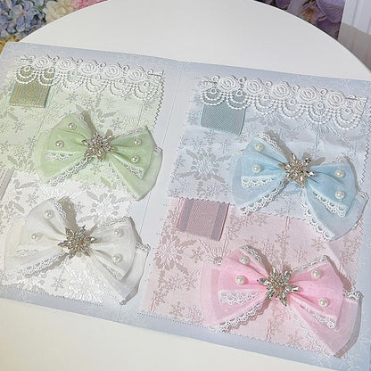 Color Decorated Options Hairclip Beaded And Rhinestone Bowknot 5