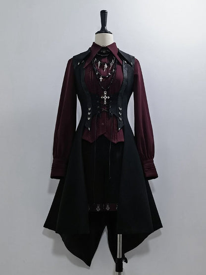 ブラック王子ロリータレッドカフスストレートレッグショーツ