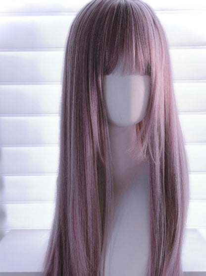 Wig Air Purple with Light Bangs Straight 65CM