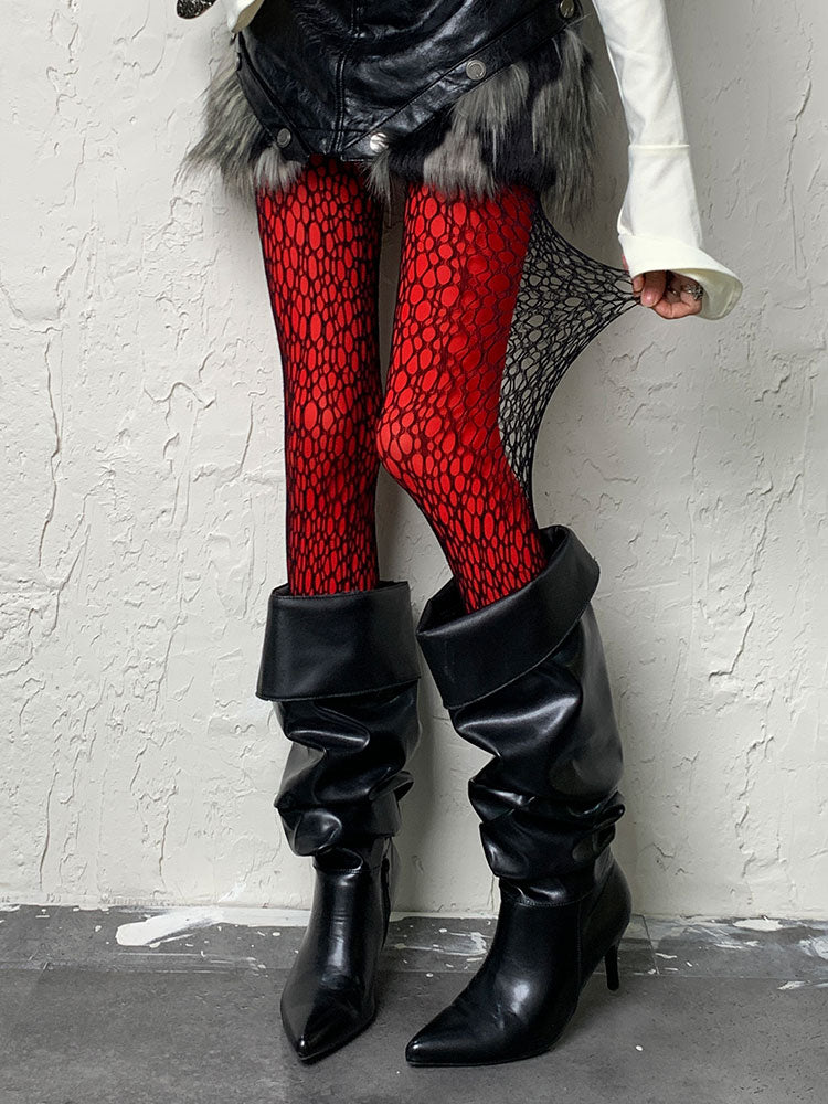 Dark Gothic Black Y2K Cutout Tights
