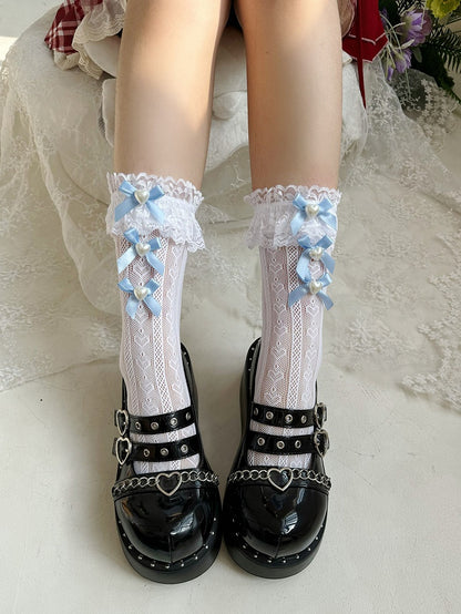 Lace Lolita Bow 2-Color Socks Style