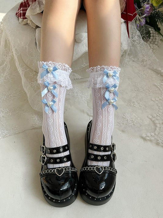 Lace Lolita Bow 2-Color Socks Style