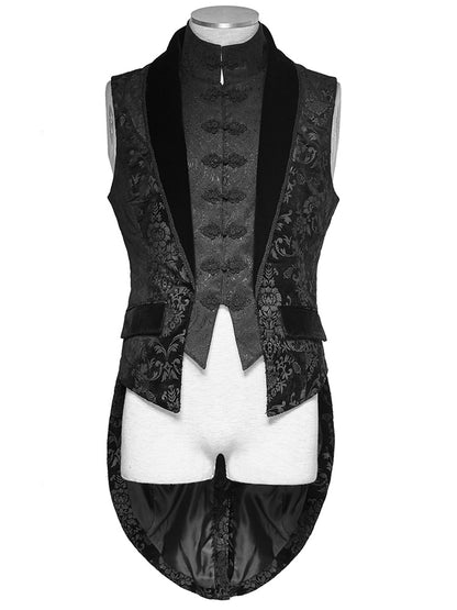 Jacket Sleeveless Black Pieces Swallow Tail Men's Fake Two