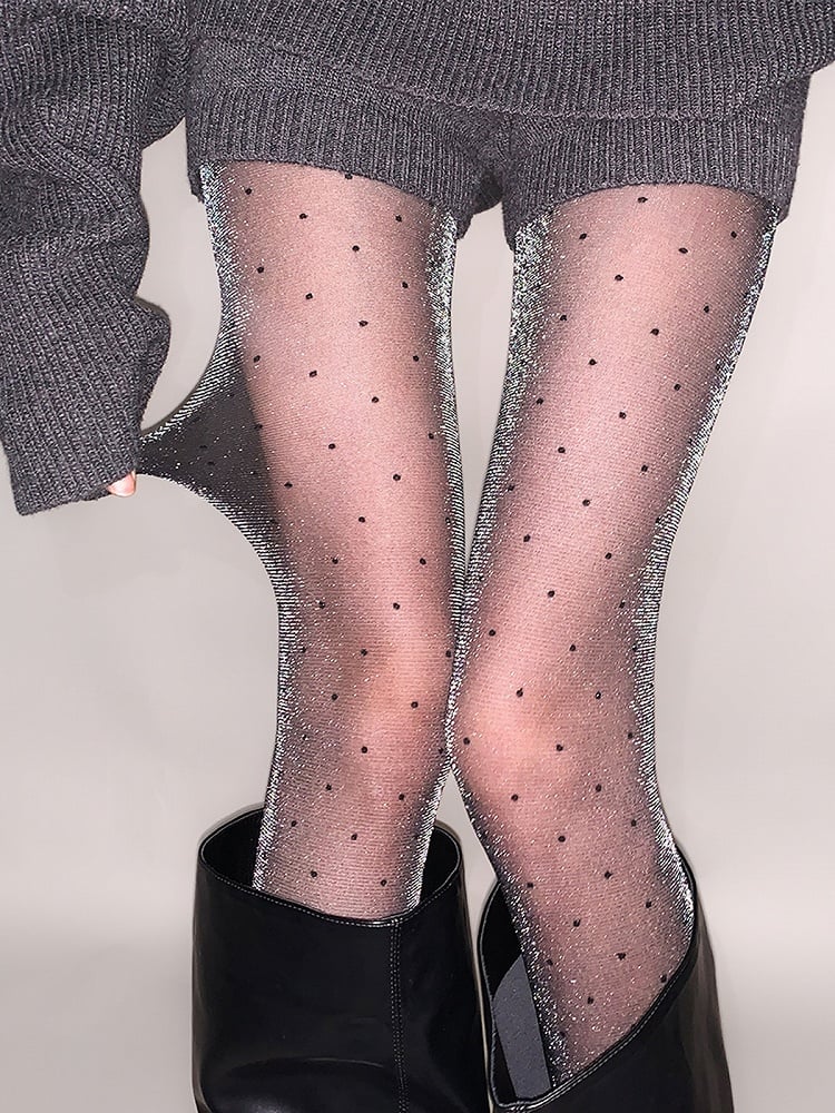 Sheer Sparkle Black Pantyhose Dot
